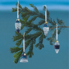 Waterford Christmas Faith Drop Bauble Fjord, set of 4 clear crystal ornaments in drop shapes