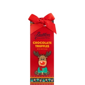 Butlers Chocolate Truffles in festive red gift box with reindeer illustration and red bow, Christmas edition