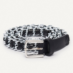 Brooke Chain-Detail Leather Belt