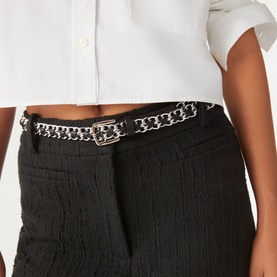 Brooke Chain-Detail Leather Belt