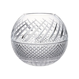 Waterford Winter Wonders Mistletoe Rose Bowl 8in, clear crystal with intricate diamond and swirl cut pattern