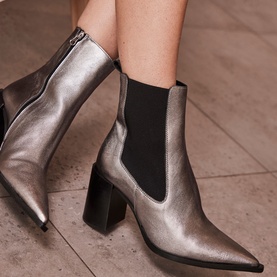 Metallic Heeled Chelsea Boots