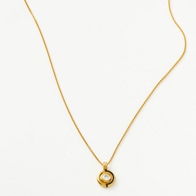 Enamel & Stone Byline Round Pendant Necklace
