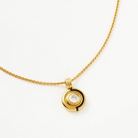 Enamel & Stone Byline Round Pendant Necklace