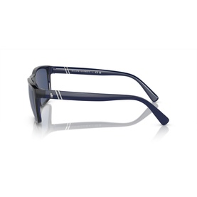 Polo Ralph Lauren PH4133 Rectangle Sunglasses in blue, metal full rim frame, side profile view showing temple arm detail