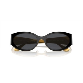 Versace Oval Sunglasses VE2263 in black acetate with full rim frame and gold-tone temple tips, dark lenses