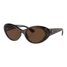 Versace Oval Sunglasses VE4455U in brown tortoiseshell with full rim metal frame and brown lenses