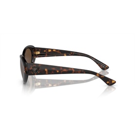 Versace Oval Sunglasses VE4455U in brown tortoiseshell, full rim metal frame, side profile view showing temple arms