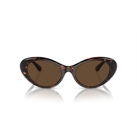 Versace Oval Sunglasses VE4455U in brown tortoiseshell with full rim metal frame and dark brown lenses, front view