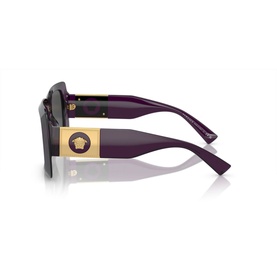 Versace Rectangle Sunglasses VE4405 in purple with gold Medusa-embossed temples, full rim injected frame, side profile view