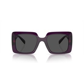 Versace Rectangle Sunglasses VE4405 in purple, full rim injected frame with dark grey lenses, front-facing view