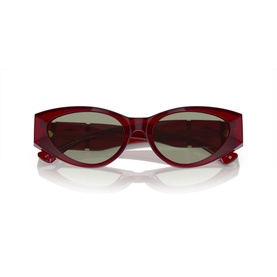 Versace Cat Eye Sunglasses VE4454 in transparent red acetate with full rim frame and dark green lenses