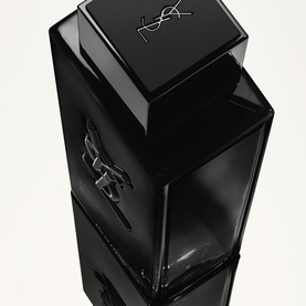 Yves Saint Laurent MYSLF Eau de Parfum 60ml in black lacquer bottle with iconic YSL Cassandre logo and angular cap, angled view