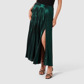 Rylee Metallic Pleated Skirt
