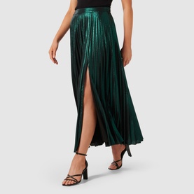 Rylee Metallic Pleated Skirt