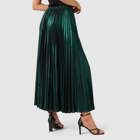 Rylee Metallic Pleated Skirt