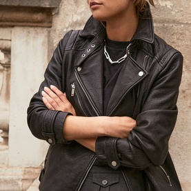Oversized Leather Biker Jacket