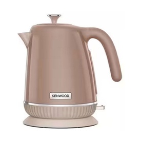 Kenwood Elegancy Black Treacle Kettle in beige, dome lid with chrome finial, ribbed base, side handle