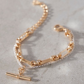 T-Bar Mixed Double Strand Bracelet