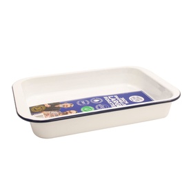 Large White Enamel Roaster 36cm