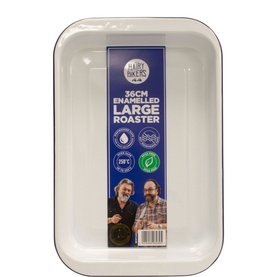 Large White Enamel Roaster 36cm