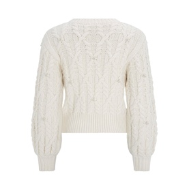 Pearl Detailed Cable Knit Sweater