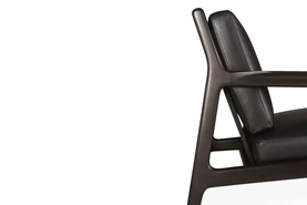 Jack Lounge Chair Mahogany Dark Brown with Black Leather