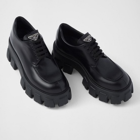 Monolith Brushed Leather Lace-Up Loafers