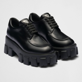Monolith Brushed Leather Lace-Up Loafers