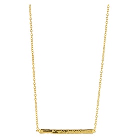Juvi Horizon Short Bar Necklace in 18ct yellow gold vermeil with hammered bar pendant on delicate chain