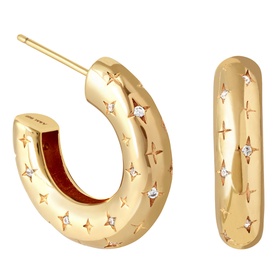 Cosmic Star 18k Gold-Plated Hoops