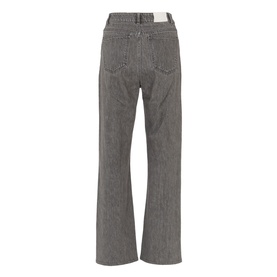 Mint Velvet High-Rise Relaxed Wide Leg Jeans in grey, rear view showing wide-leg silhouette, twisted seam, and back pockets