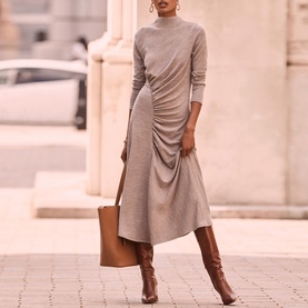 Asymmetric Ruched Dress