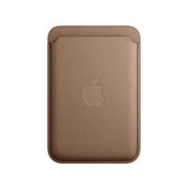 Apple iPhone Finewoven Wallet in brown taupe, card slot design with embossed Apple logo, smooth woven finish