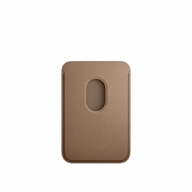 Apple iPhone Finewoven Wallet in Brown, card slot cutout on front, fine-stitched edges, slim rectangular profile