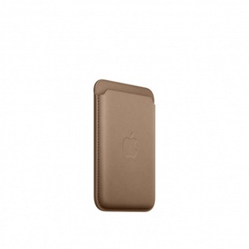 Apple iPhone Finewoven Wallet in brown taupe, compact card slot design with embossed Apple logo, MagSafe compatible