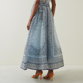 High-Rise Paisley Flared Skirt