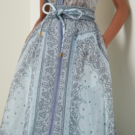 High-Rise Paisley Flared Skirt