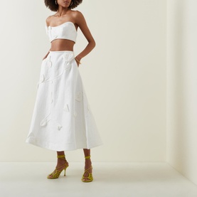High-Rise Rose Flared Skirt