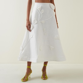 High-Rise Rose Flared Skirt