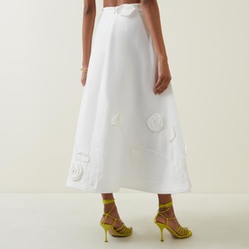 High-Rise Rose Flared Skirt