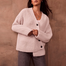 Asymmetric Button Cardigan
