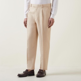 Mid-Rise Linen-Wool Suit Trousers