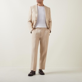 Mid-Rise Linen-Wool Suit Trousers