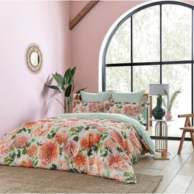 Dahlia Duvet Cover Set Coral