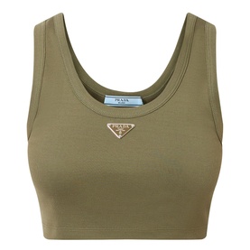 Cropped Logo-Detail Tank Top