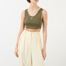 Cropped Logo-Detail Tank Top