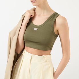 Cropped Logo-Detail Tank Top