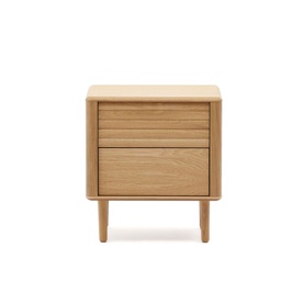Lenon 2 Drawer Bedside Table 50x55cm Oak Wood and Veneer