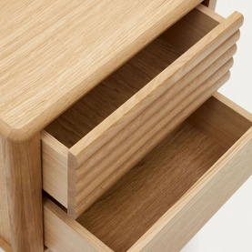 Lenon 2 Drawer Bedside Table 50x55cm Oak Wood and Veneer